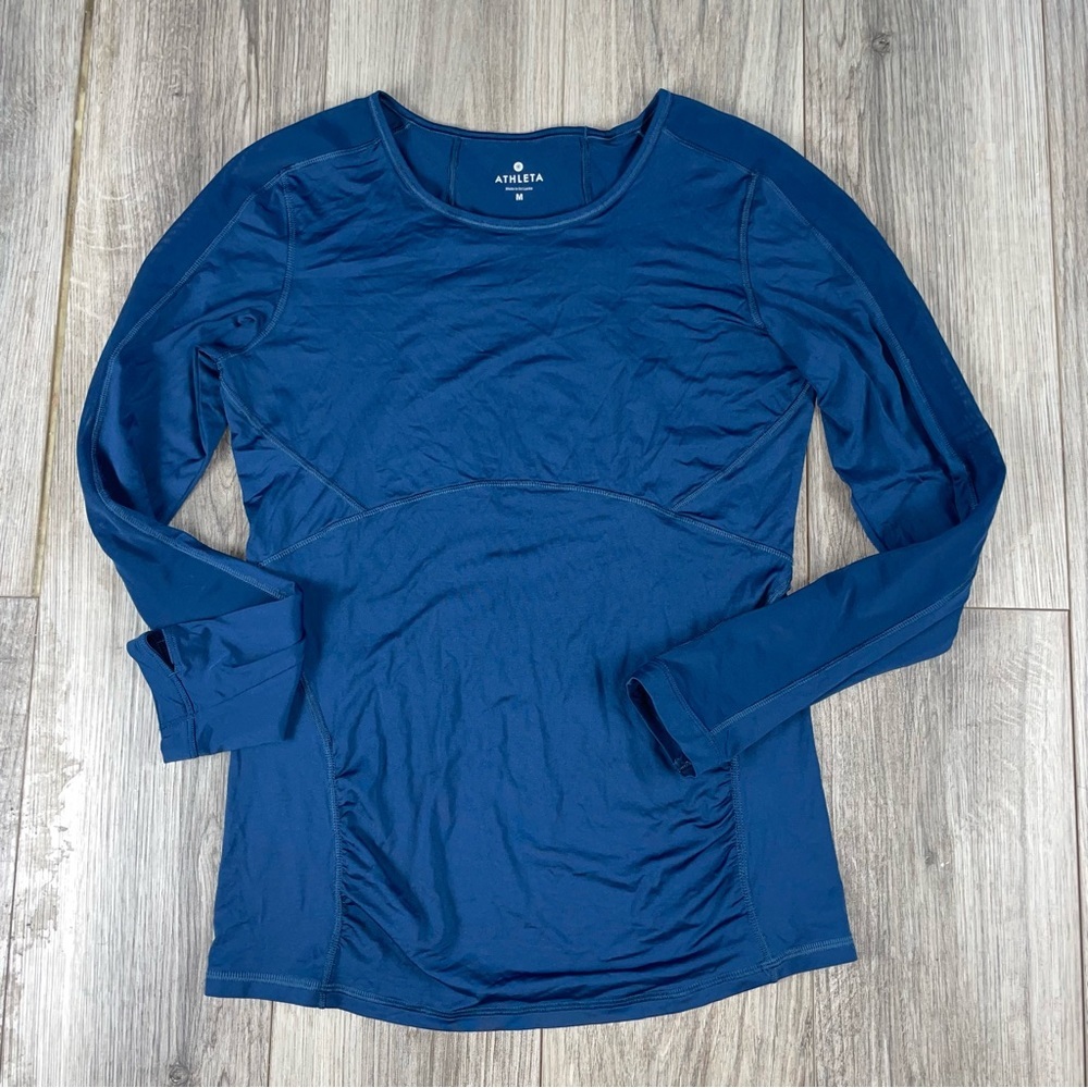 ATHLETA Sculptek Stealth Long Sleeve Shirt Navy Blue Size Medium